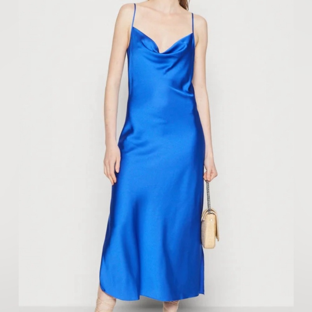 ALLSAINTS Hadley Satin Slipdress in Blue, Size 2